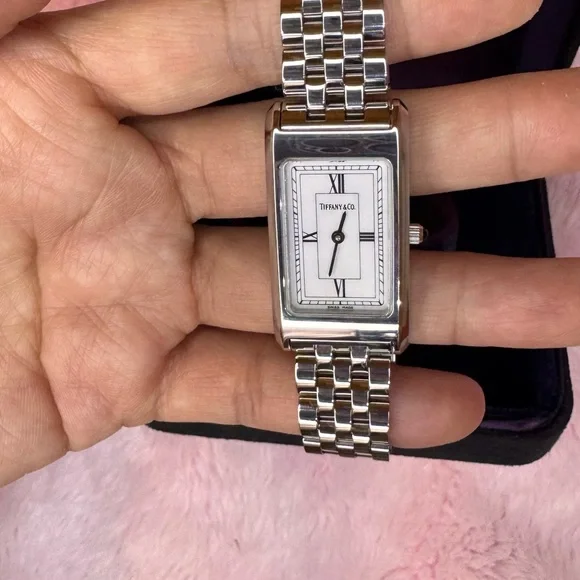 TIFFANY AND CO. Classic Rectangle Roman Watch Quartz AUTHENTIC - Picture 3 of 8